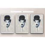 Schwarze Sinus Art Charlie Chaplin Kunstdrucke aus Papier 60x90 