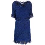 Reduzierte Royalblaue CHARLOTT Midi Damenkleider aus Wolle Größe L 
