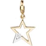 Goldene Sterne Charms aus Gelbgold 9 Karat mit Zirkonia für Damen 