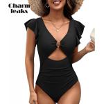 Schwarze Sexy Damenbadeanzüge Handwäsche Übergrößen 1-teilig für den für den Sommer 