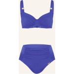 Blaue Unifarbene CHARMLINE Bikini-Tops aus Polyamid mit Bügel für Damen Größe L 