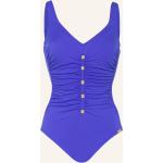Blaue Unifarbene CHARMLINE V-Ausschnitt Formbadeanzüge aus Polyamid gepolstert für Damen Größe L 