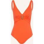 Orange Unifarbene CHARMLINE V-Ausschnitt Formbadeanzüge aus Polyamid ungefüttert für Damen Größe L 