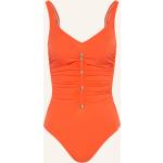 Orange Unifarbene CHARMLINE V-Ausschnitt Formbadeanzüge aus Polyamid ohne Bügel für Damen Größe XL 