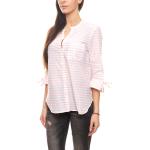 Cheer 3/4-Arm Tunika pastellfarbene Damen Streifen-Bluse leicht transparent Rosa/Weiß, Größe:34