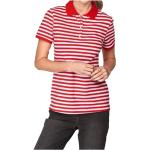 Cheer Polo-Shirt cooles Damen Sommer T-Shirt mit Knopfleiste Rot/Weiß gestreift, Größe:46