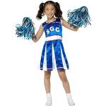 Blaue Cheerleader-Kostüme aus Polyester für Kinder Größe 128 
