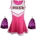 Cheerleader-Kostüm, Kostüm aus „High School Musical“ mit Pompoms, in 6 Farben und 5 Größen