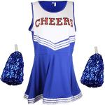 Cheerleader-Kostüm, Kostüm aus „High School Musical“ mit Pompoms, in 6 Farben und 5 Größen