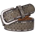 Dunkelgrüne Sterne Vintage Ledergürtel mit Nieten aus Leder für Damen Einheitsgröße 