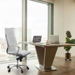 Reduzierte Weiße Ergonomische Bürostühle & orthopädische Bürostühle  aus Leder gepolstert Breite 0-50cm 