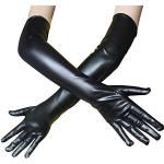 Schwarze Lack-Optik Lange Handschuhe aus Lackleder für Damen Einheitsgröße 