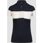 Dunkelblaue Gepunktete Sportliche Kurzärmelige Chervo Kurzarm-Poloshirts mit Reißverschluss aus Polyamid für Damen Größe S 