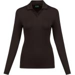 Reduzierte Schwarze Langärmelige Chervo V-Ausschnitt Langarm-Poloshirts mit Knopf aus Jersey für Damen Größe S für den für den Herbst 