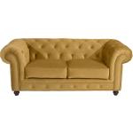 Gelbe Retro Chesterfield Sofas aus Stoff mit Armlehne Breite 150-200cm, Höhe 50-100cm, Tiefe 50-100cm 