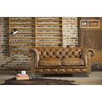 Chesterfield 2-Sitzer Sofa aus braunem Leder, Industriestil, 181x97x78 cm, Komfort und Retro-Stil