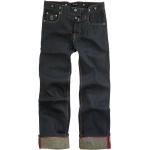 Blaue Bestickte Loose Fit Maxi Jeans mit Stickerei Raw mit Knopf aus Denim für Damen 