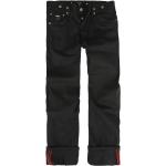 Schwarze Bestickte Loose Fit Maxi Jeans mit Stickerei mit Schnalle aus Denim für Damen 