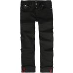 Schwarze Bestickte Rockabilly Maxi Slim Fit Jeans aus Denim für Damen 