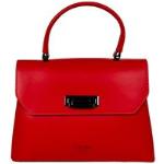 Rote Lederhandtaschen mit Reißverschluss aus Leder mit Innentaschen für Damen 