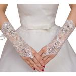 Weiße Bestickte Elegante Fingerlose Handschuhe & Halbfinger-Handschuhe aus Spitze für Damen Einheitsgröße für die Braut 