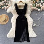 Schwarze Vintage Ärmellose Camisole-Kleider für Damen Einheitsgröße für Partys 