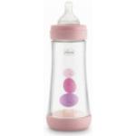Pinke Chicco Fast Flow Bio Babyflaschen 300ml aus Silikon 