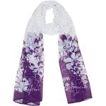 ChicEver Schöner Schal aus 100% Seide, Seidenschal, Blumen, 50x170cm, weiß lila 3149