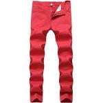 Rote Business Stretch-Jeans mit Reißverschluss aus Baumwollmischung enganliegend für Herren Größe XL 