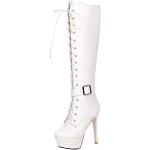 Weiße High-Heel Stiefel aus Kunstfell für Damen Größe 38 