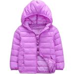Violette Gesteppte Atmungsaktive Kindersteppjacken mit Kapuze mit Reißverschluss Handwäsche für Mädchen Größe 110 für den für den Winter 