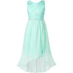Mintgrüne Elegante Ärmellose Chiffonkleider für Kinder mit Reißverschluss aus Chiffon für Mädchen Größe 146 für den für den Sommer 