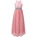 Rosa Elegante Ärmellose Kinderfestkleider mit Reißverschluss aus Chiffon für Mädchen Größe 164 für den für den Sommer 