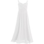 Weiße Elegante Ärmellose Maxi Kinderfestkleider mit Reißverschluss aus Chiffon für Mädchen Größe 140 