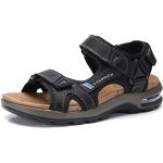 Schwarze Outdoor-Sandalen mit Riemchen aus Rindsleder leicht für Herren Größe 45,5 für den für den Sommer 
