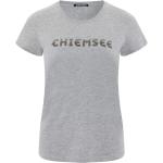 Hellgraue Sportliche Kurzärmelige Chiemsee T-Shirts mit Knopf aus Baumwolle für Damen Größe S 