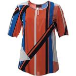Chiffon Tunika Bluse Damen Shirt große Größen A-Linie in Orange Blau Oberteil, Größe:52