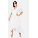 Offwhitefarbene Sheego V-Ausschnitt Chiffon-Abendkleider aus Chiffon für Damen Große Größen für die Braut 