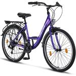 Chillaxx Bike Strada Premium City Bike in 26 und 28 Zoll - Fahrrad für Mädchen, Jungen, Herren und Damen - 21 Gang-Schaltung - Hollandfahrrad Citybike (26 Zoll, Purple V-Bremse)