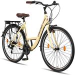 Chillaxx Bike Strada Premium City Bike in 26 und 28 Zoll - Fahrrad für Mädchen, Jungen, Herren und Damen - 21 Gang-Schaltung - Hollandfahrrad Citybike (Beige V-Bremse, 28 Zoll)