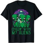 Chillin With My Aliens Group Kleinkind Jungen Kinder Halloween T-Shirt