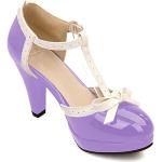 Violette Runde High Heels & Stiletto-Pumps aus Leder für Damen Größe 42 für den für den Sommer 
