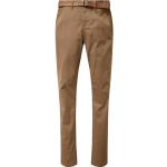 Kamelbraune Unifarbene Tom Tailor Denim Chino-Jeans mit Gürtel mit Reißverschluss aus Baumwolle für Herren Weite 33, Länge 32 