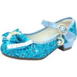 Blaue Elegante Mary Jane Ballerinas mit Glitzer mit Klettverschluss rutschfest für Kinder Größe 29 