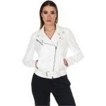 Reduzierte Weiße D'arienzo Biker-Lederjacken mit Gürtel aus Nappaleder für Damen Größe M für den für den Frühling 