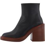 Schwarze Elegante Chloé Blockabsatz Ankle Boots & Klassische Stiefeletten aus Leder für Damen Größe 40 