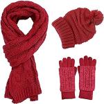 Bordeauxrote Strick-Handschuhe aus Acryl für Damen Einheitsgröße für den für den Winter 