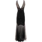 Schwarze Elegante Langärmelige Maxi Lange Abendkleider mit Fransen aus Spitze für Damen Übergrößen Große Größen zum Abschlussball für den für den Sommer 