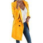 Gelbe Elegante Trenchcoats kurz aus Wolle mit Kapuze für Damen Übergrößen für den für den Herbst 