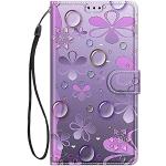 Violette iPhone 11 Hüllen Art: Flip Cases mit Muster aus Leder klappbar für Herren 